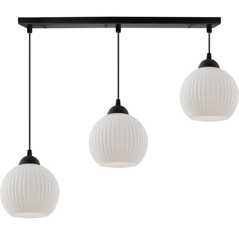 Lampa sufitowa wisząca Riffle loft 3xE27 klosz kula czarna/biała Light Home LH