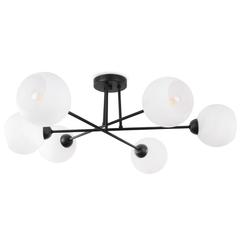 Lampa sufitowa wisząca ASTURIA modern 6xE27 klosz okrągły czarny/biały Light Home LH