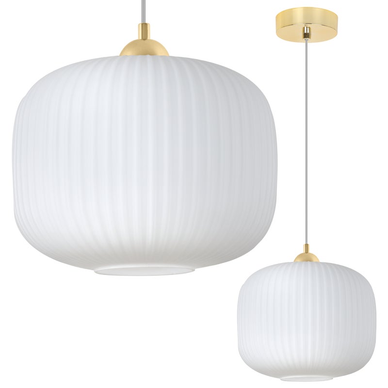 Lampa sufitowa wisząca Riffle loft 1xE27 klosz walec 25cm biały/złoty Light Home LH