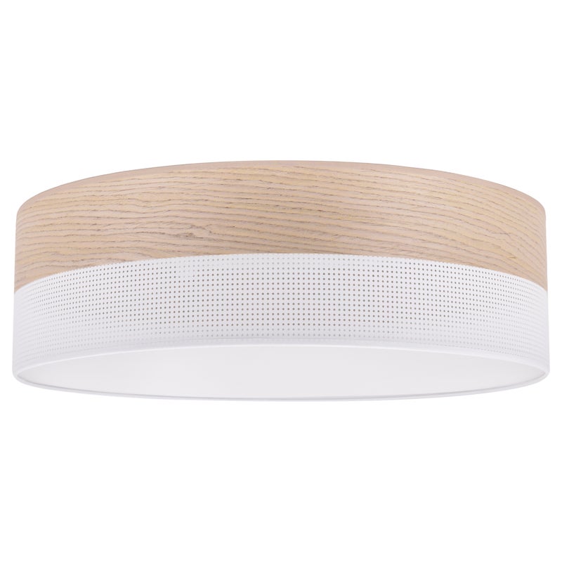 Lampa sufitowa wisząca Wood Plexi loft biała 1xE27 abażur 50cm dąb klasyczny Light Home LH