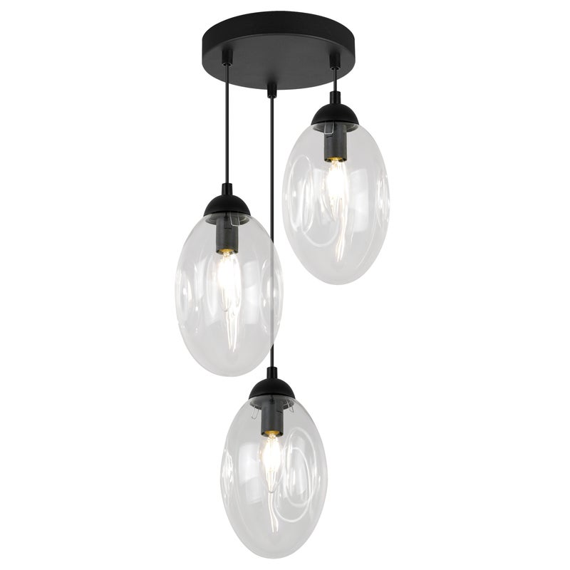 Lampa sufitowa wisząca modern Vigo 3xE27 klosz owalny transparentny Light Home LH