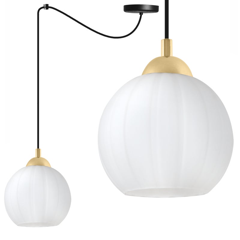 Lampa sufitowa wisząca Costa Pająk loft 1xE27 klosz kula biała/złota Light Home LH