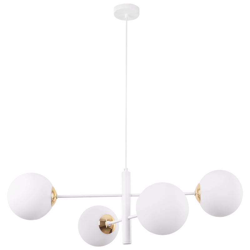 Lampa sufitowa wisząca Vicenza biała glamour 4xE14 klosz kula biała/złota Light Home LH