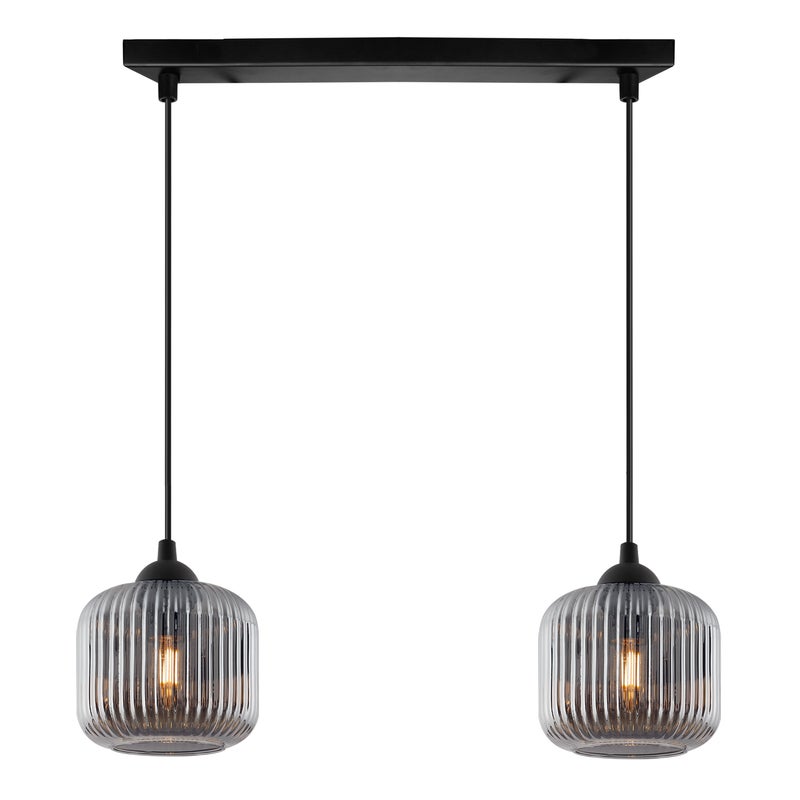 Lampa sufitowa wisząca Riffle loft 2xE27 klosz walec grafit Light Home LH