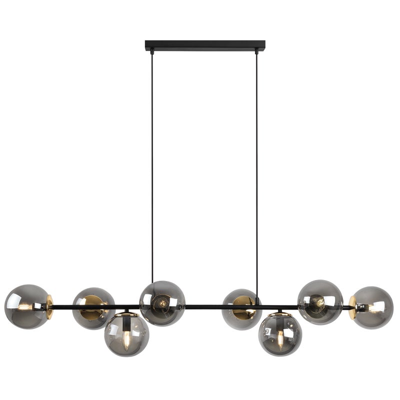 Lampa sufitowa wisząca Siena czarna modern 8xE14 klosz kula grafitowy/złoty Light Home LH