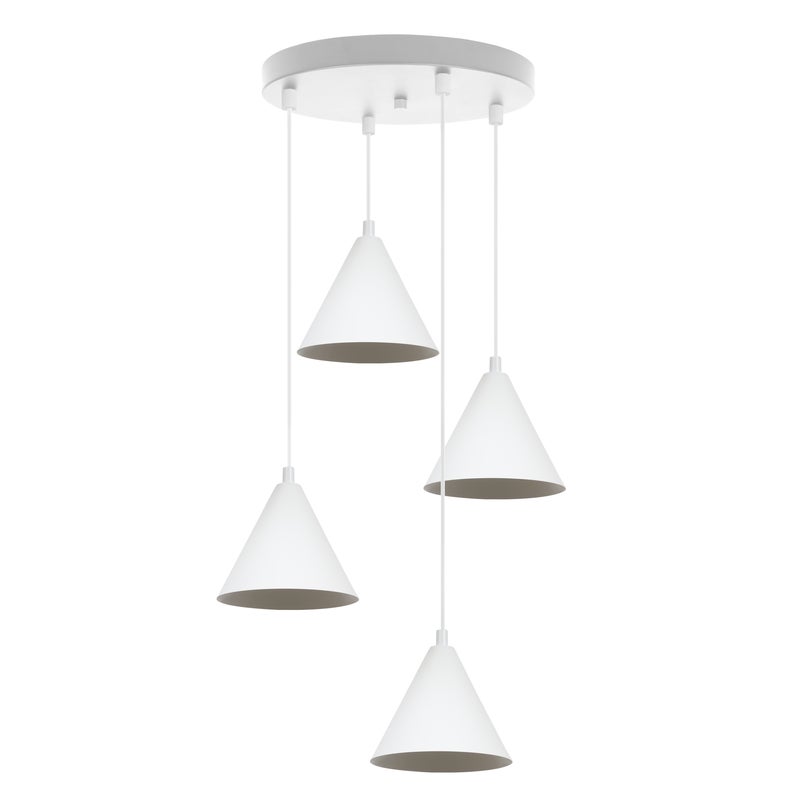 Lampa sufitowa wisząca Soho modern 4xE14 klosz stożek 14cm biała Light Home LH