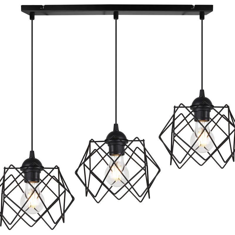 Lampa sufitowa wisząca Stella czarna modern 3xE27 klosz metalowy czarny Light Home LH