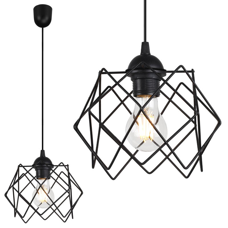 Lampa sufitowa wisząca Stella modern 1xE27 klosz metalowy czarny Light Home LH