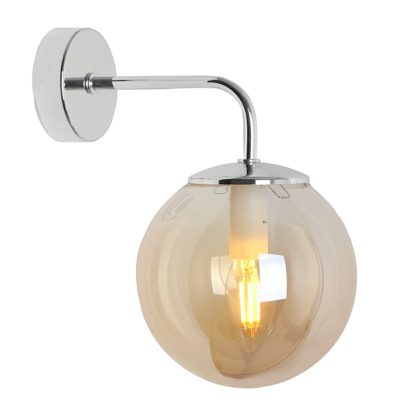 Lampa kinkiet ścienny Siena glamour 1xE14 klosz kula szklana srebrny/miodowy Light Home LH