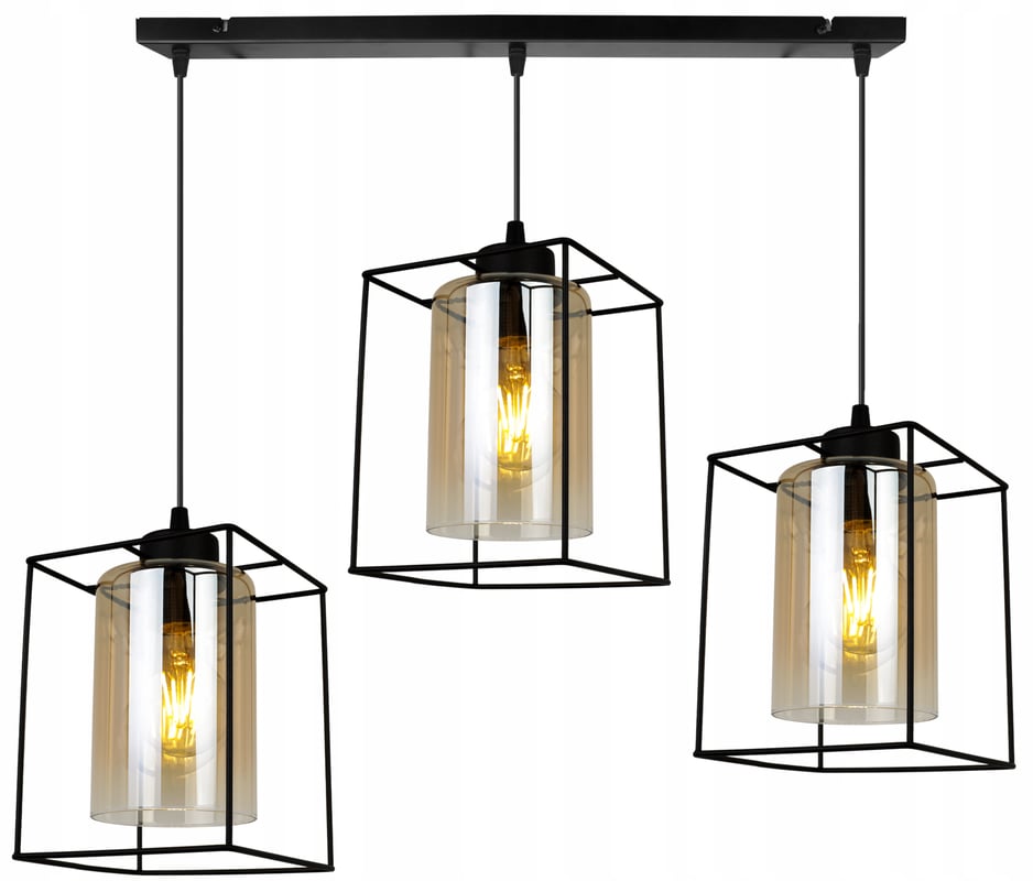 Lampa sufitowa wisząca Hella Cage modern 3xE27 abażur owalny miodowy wielokolorowy Light Home LH