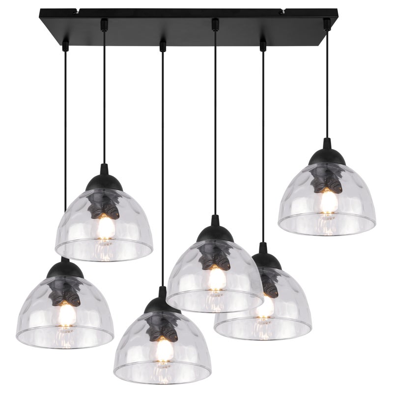 Lampa sufitowa wisząca Venice modern 6xE27 klosz półkulisty czarny/przeźroczysty Light Home LH