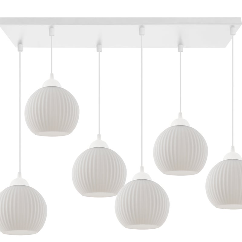 Lampa sufitowa wisząca Riffle loft 6xE27 klosz kula biała Light Home LH