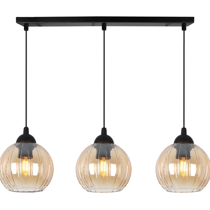 Lampa sufitowa wisząca pozioma Riffle loft 3xE27 klosz kula miodowa Light Home LH