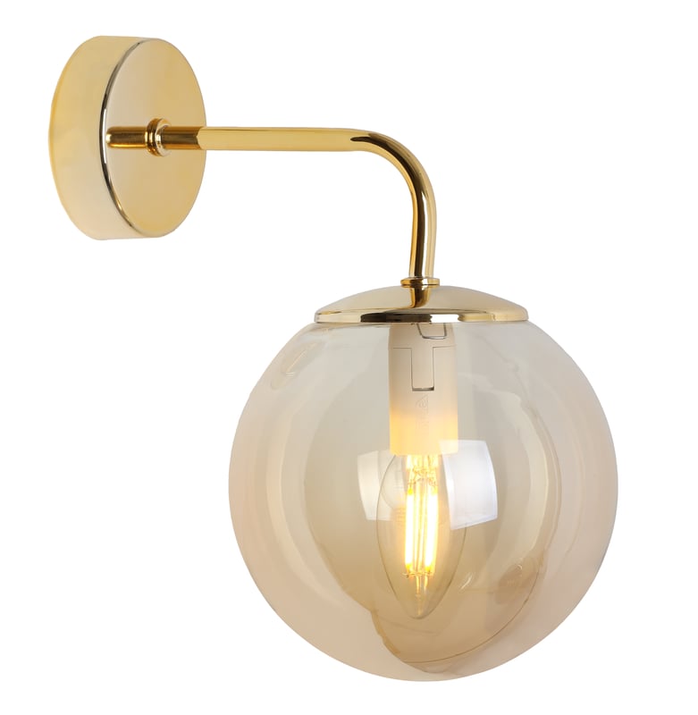 Lampa kinkiet ścienny Siena glamour 1xE14 klosz kula szklana złoty/miodowy Light Home LH