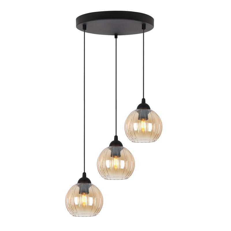 Lampa sufitowa wisząca okrągła Costa loft 3xE27 klosz kula miodowa Light Home LH
