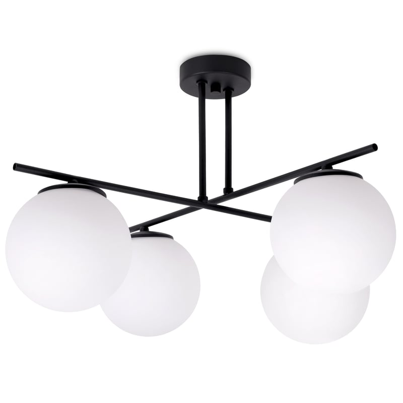 Lampa sufitowa wisząca modern 4xE27 klosz kula biała/czarna Light Home LH