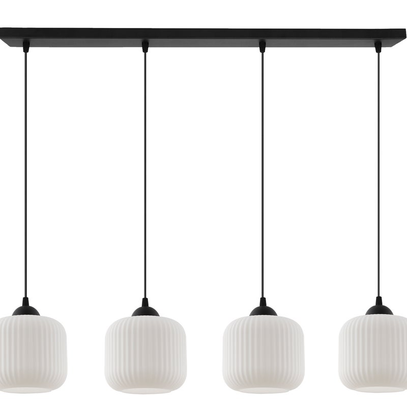 Lampa sufitowa wisząca Riffle loft 4xE27 klosz walec czarny/biały Light Home LH