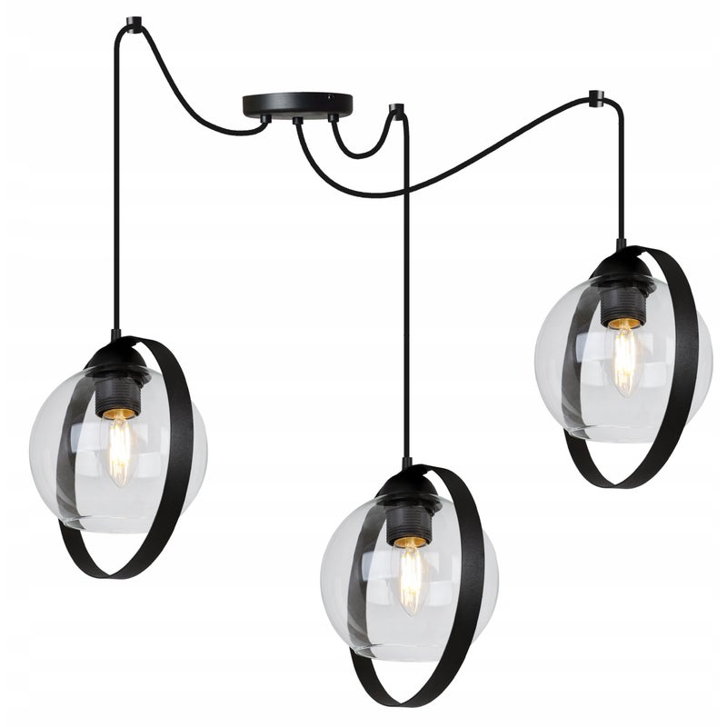 Lampa sufitowa wisząca trendy 3xE27 klosz pierścienie transparentny Light Home LH
