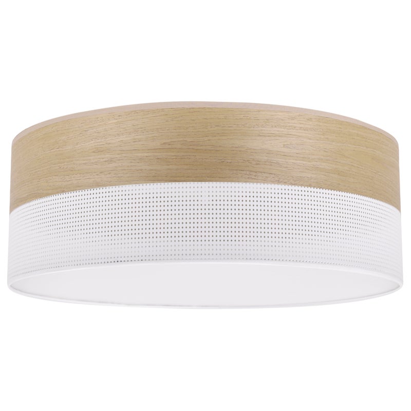 Lampa sufitowa wisząca Wood Plexi loft biała 1xE27 abażur 40cm dąb złocisty Light Home LH