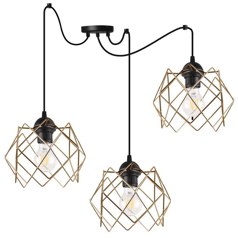 Lampa sufitowa wisząca Stella Pająk czarna modern 3xE27 klosz metalowy złoty Light Home LH