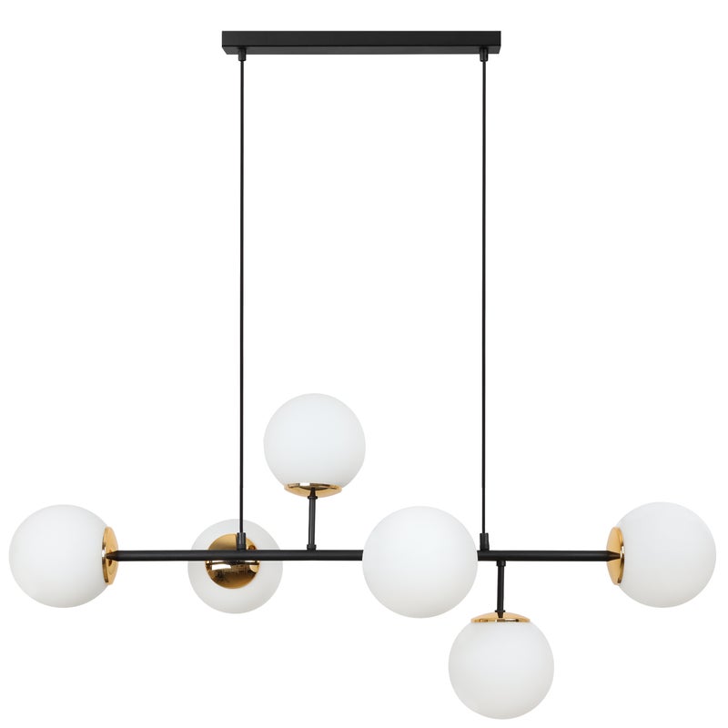 Lampa sufitowa wisząca Siena czarny glamour 6xE14 klosz kula biała/złota Light Home LH