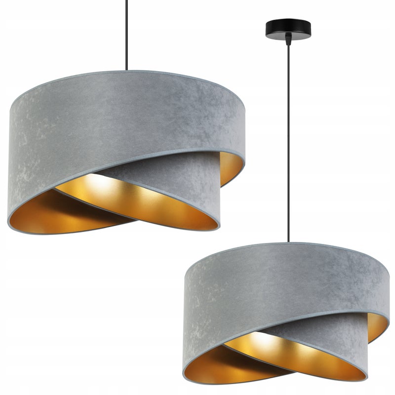 Lampa sufitowa wisząca modern welur 1xE27 klosz okrągły złoty/szary Light Home LH