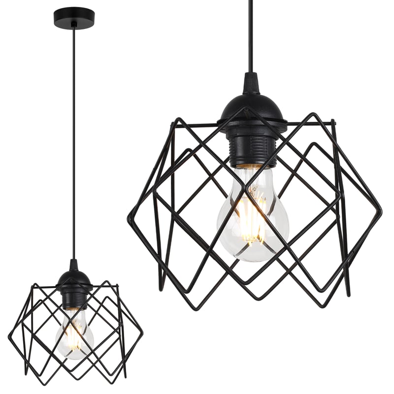 Lampa sufitowa wisząca Stella czarna modern 1xE27 klosz metalowy czarny Light Home LH