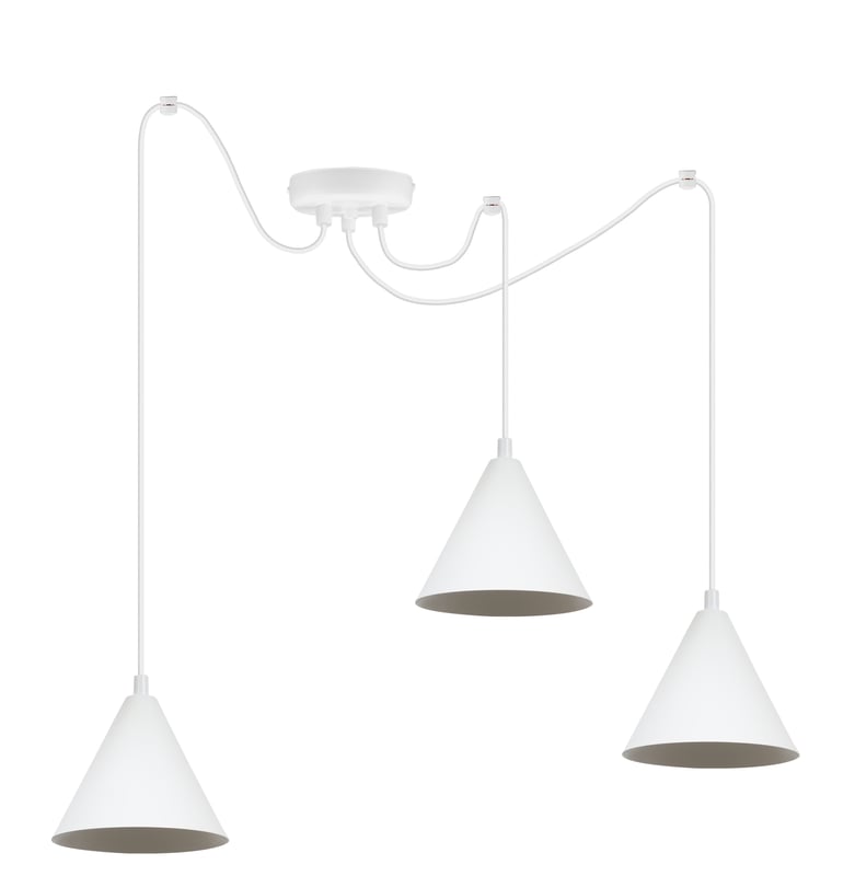 Lampa sufitowa wisząca Soho Pająk modern 3xE14 klosz stożek 14cm biały Light Home LH
