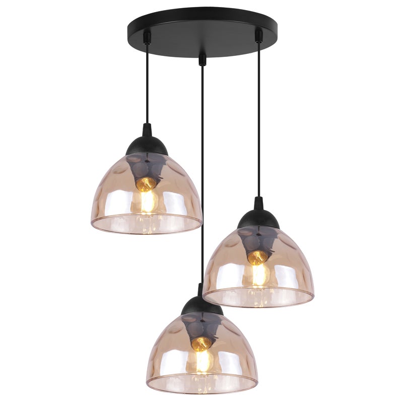 Lampa sufitowa wisząca Venice modern 3xE27 klosz półokrągły czarny/miodowy Light Home LH