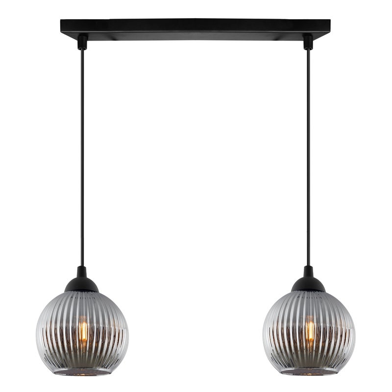 Lampa sufitowa wisząca Riffle loft 2xE27 klosz kula grafit Light Home LH