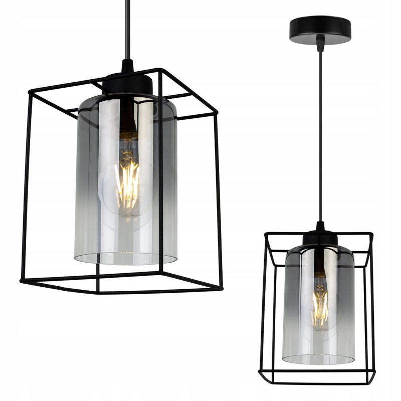 Lampa sufitowa wisząca modern 1xE27 klosz kwadratowy czarny/grafitowy Light Home LH