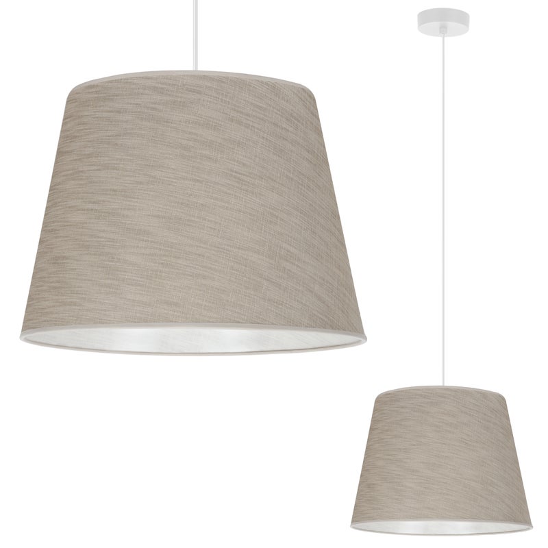 Lampa sufitowa wisząca Len L05 biała boho 1xE27 abażur stożek 38cm beżowy Light Home LH