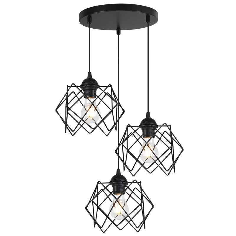 Lampa sufitowa wisząca Stella czarna modern okrągła 3xE27 klosz metalowy czarny Light Home LH
