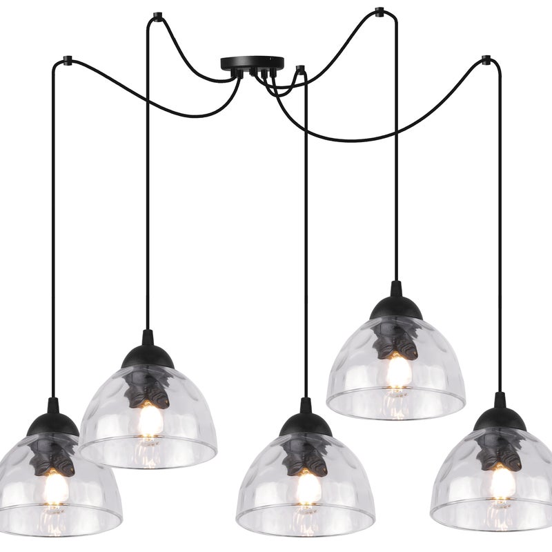 Lampa sufitowa wisząca Venice pająk classic 5xE27 klosz półokrągły transparentny Light Home LH