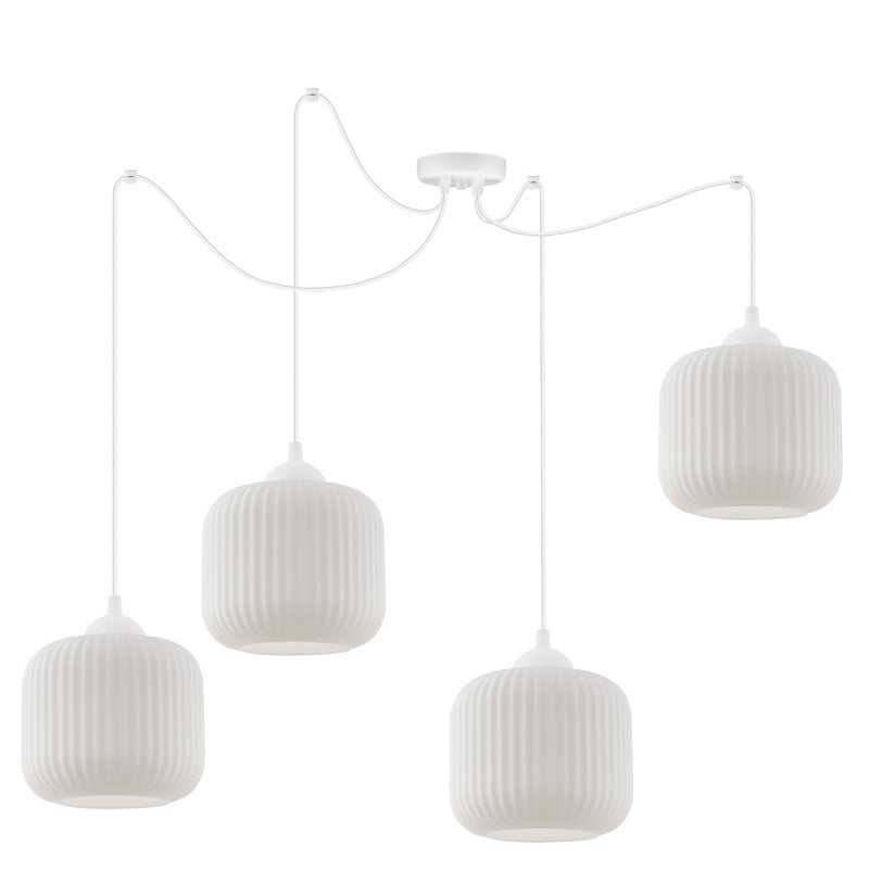 Lampa sufitowa wisząca Riffle Pająk loft 4xE27 klosz walec biały Light Home LH