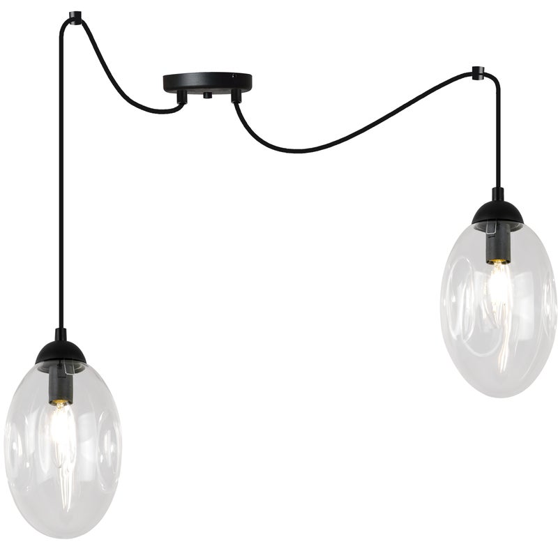 Lampa sufitowa wisząca elegance Vigo 2xE14 klosz owalny pająk transparentny Light Home LH