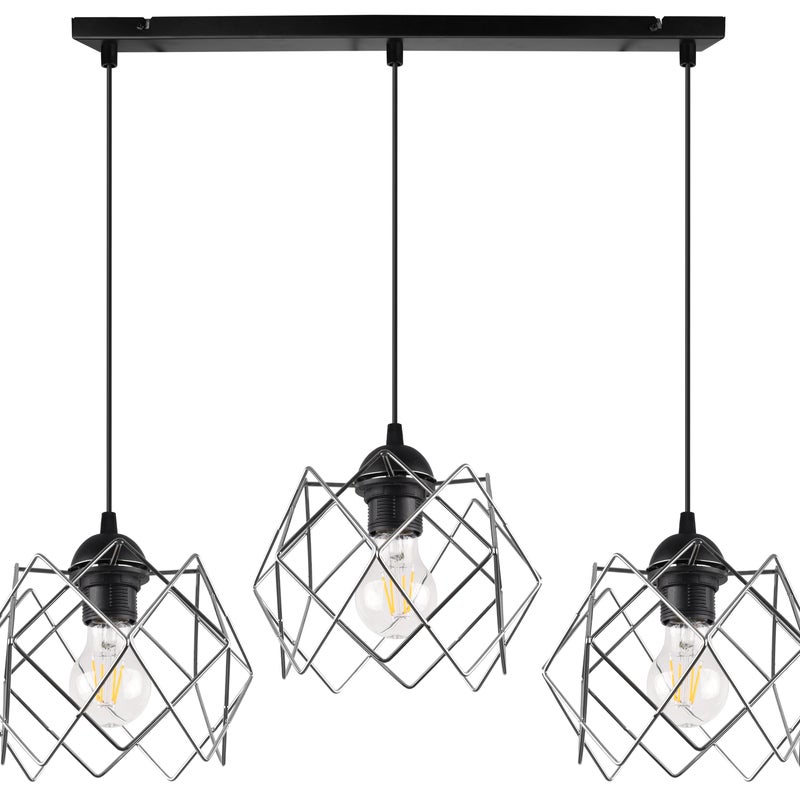 Lampa sufitowa wisząca Stella czarna modern 3xE27 klosz metalowy srebrny Light Home LH