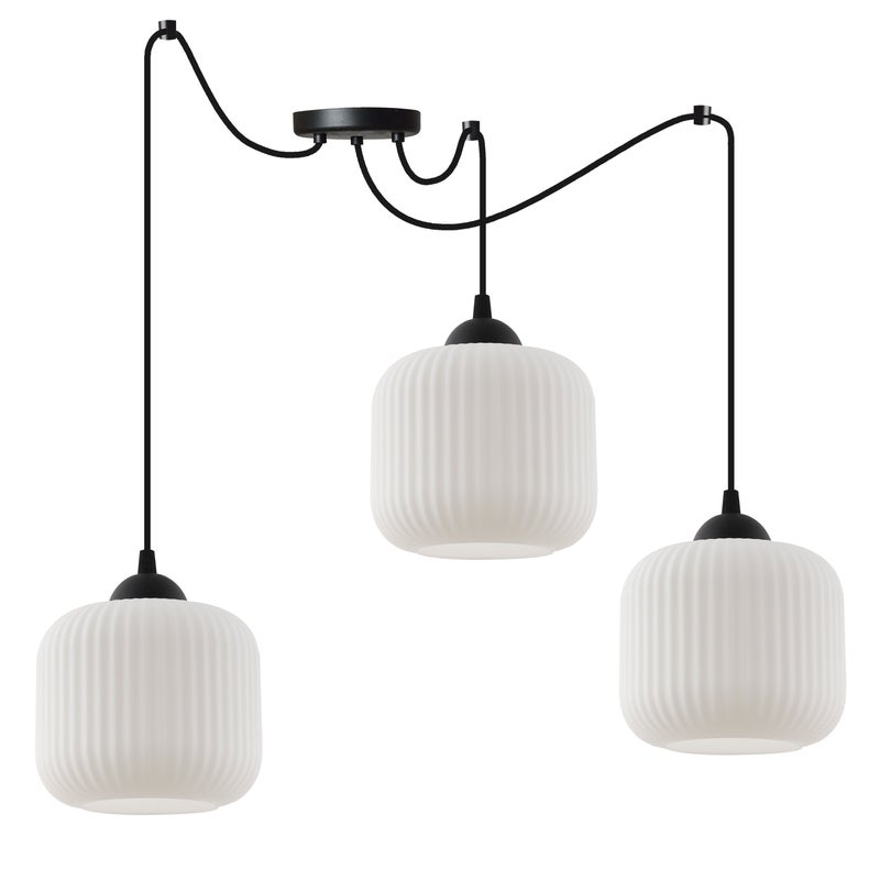 Lampa sufitowa wisząca Riffle Pająk loft 3xE27 klosz walec czarny/biały Light Home LH