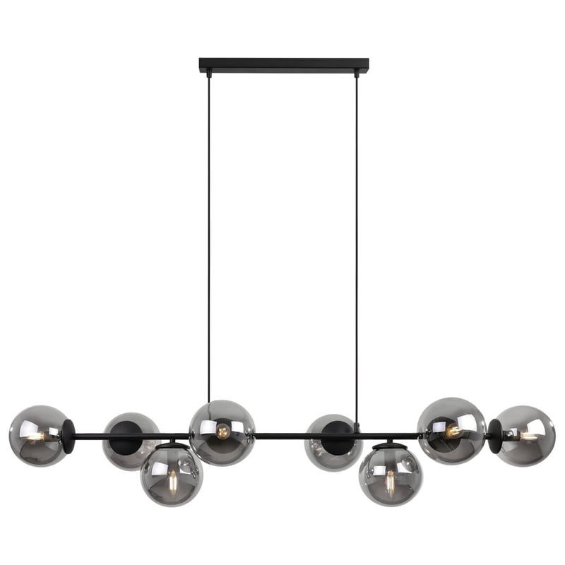 Lampa sufitowa wisząca Siena czarna glamour 8xE14 klosz kula grafitowa Light Home LH