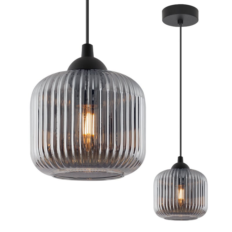 Lampa sufitowa wisząca Riffle loft 1xE27 klosz walec grafit Light Home LH
