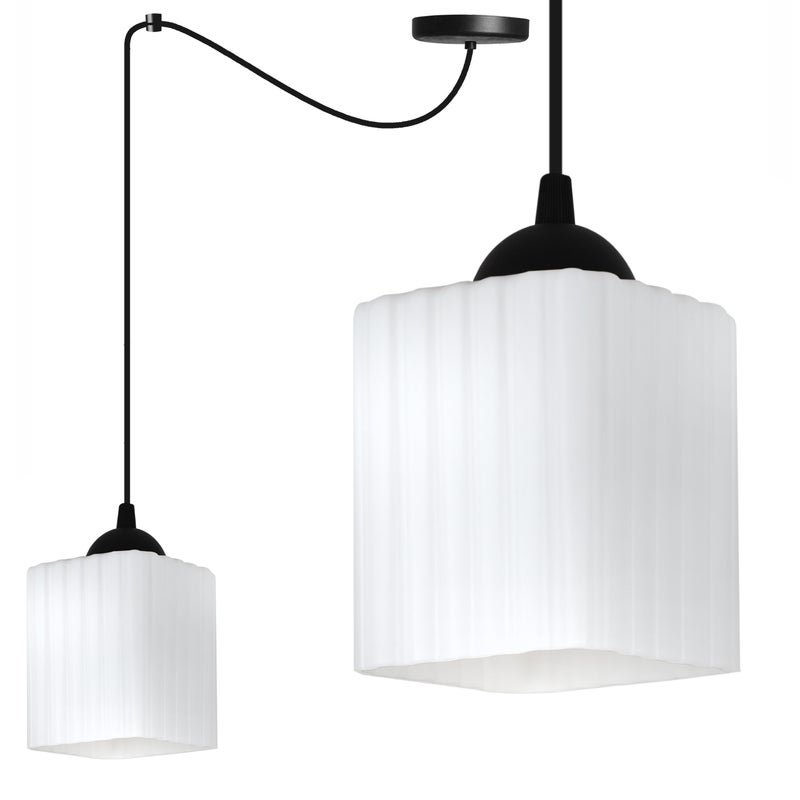 Lampa sufitowa wisząca Riffle Pająk loft 1xE27 klosz sześcian biały Light Home LH