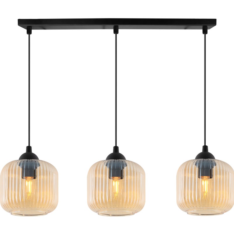 Lampa sufitowa wisząca Riffle loft 3xE27 klosz walec miodowy Light Home LH