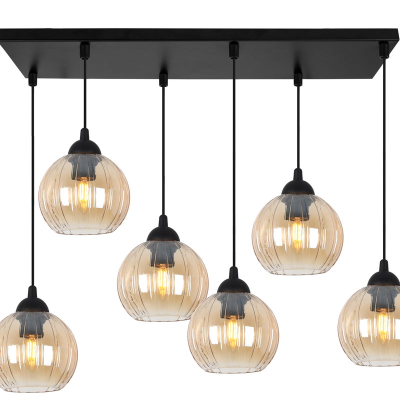 Lampa sufitowa wisząca Costa loft 6xE27 klosz kula miodowa Light Home LH