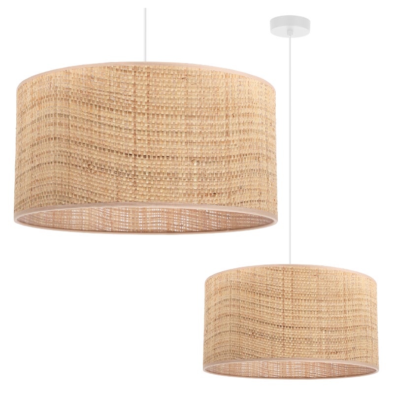 Lampa sufitowa wisząca Rattan biała boho 1xE27 abażur okrągły 40cm beżowy Light Home LH