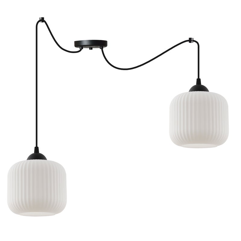 Lampa sufitowa wisząca Riffle Pająk loft 2xE27 klosz walec czarny/biały Light Home LH