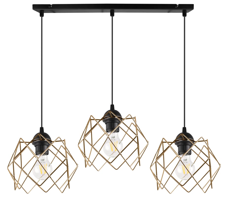 Lampa sufitowa wisząca Stella czarna modern 3xE27 klosz metalowy złoty Light Home LH