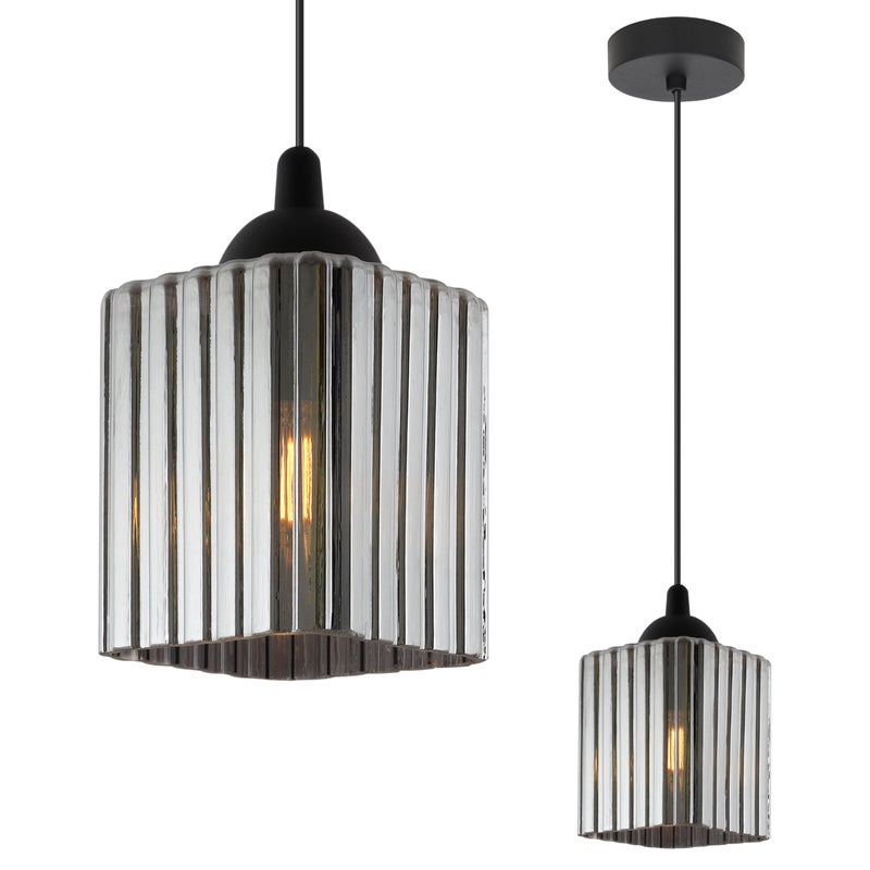 Lampa sufitowa wisząca Riffle loft 1xE27 klosz sześcian grafit Light Home LH