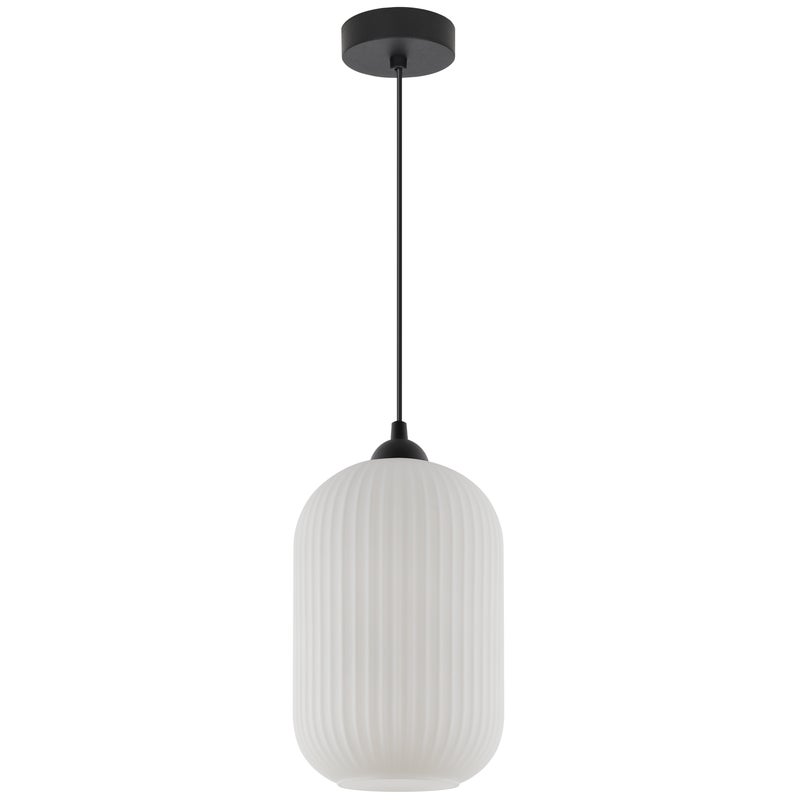 Lampa sufitowa wisząca Riffle loft 1xE27 klosz duży walec biały/czarny Light Home LH
