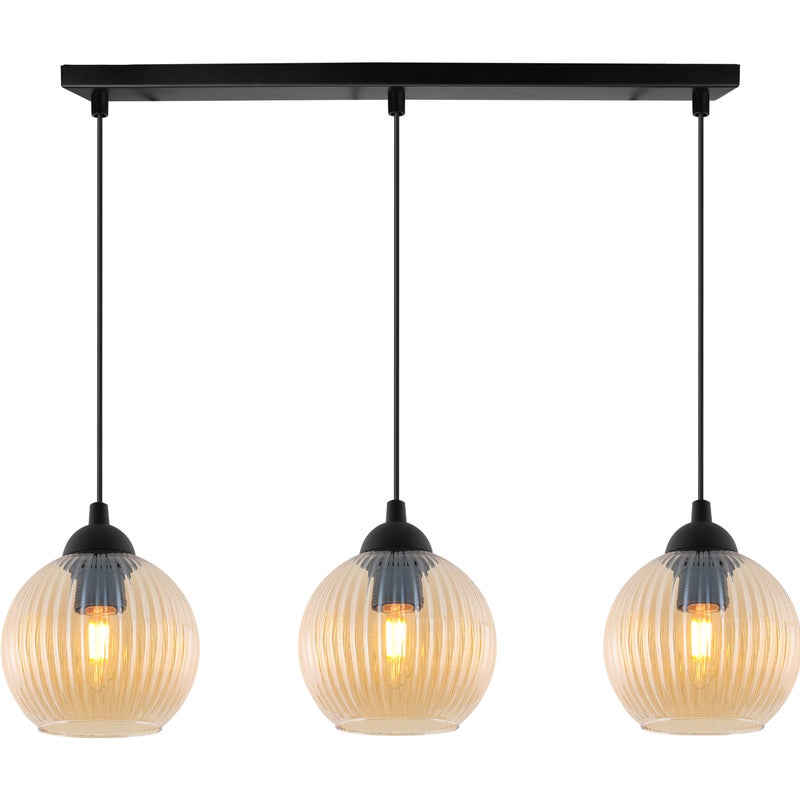 Lampa sufitowa wisząca Riffle loft 3xE27 klosz kula miodowa Light Home LH
