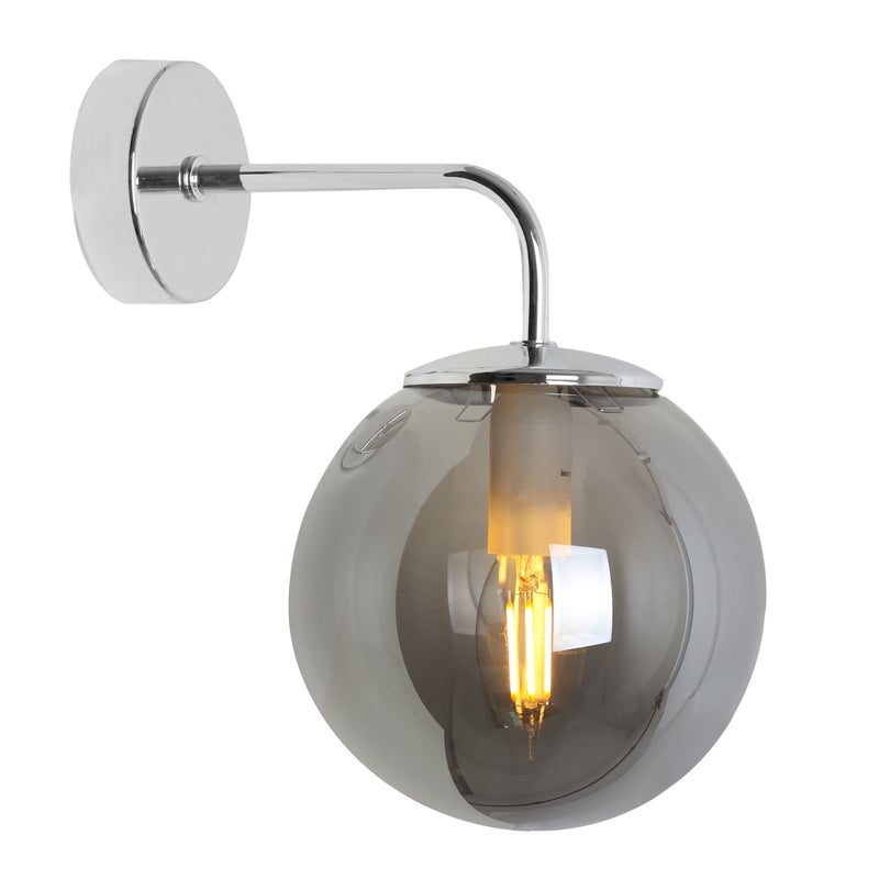 Lampa kinkiet ścienny Siena glamour 1xE14 klosz kula szklana srebrny/grafit Light Home LH